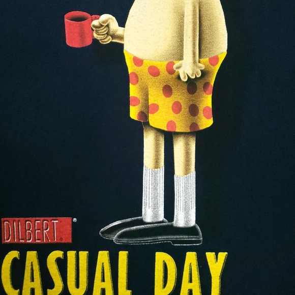 Vintage 90s Dilbert Casual Day Polka Dot Boxers Coffee Tultex USA T-shirt - Picture 4 of 9